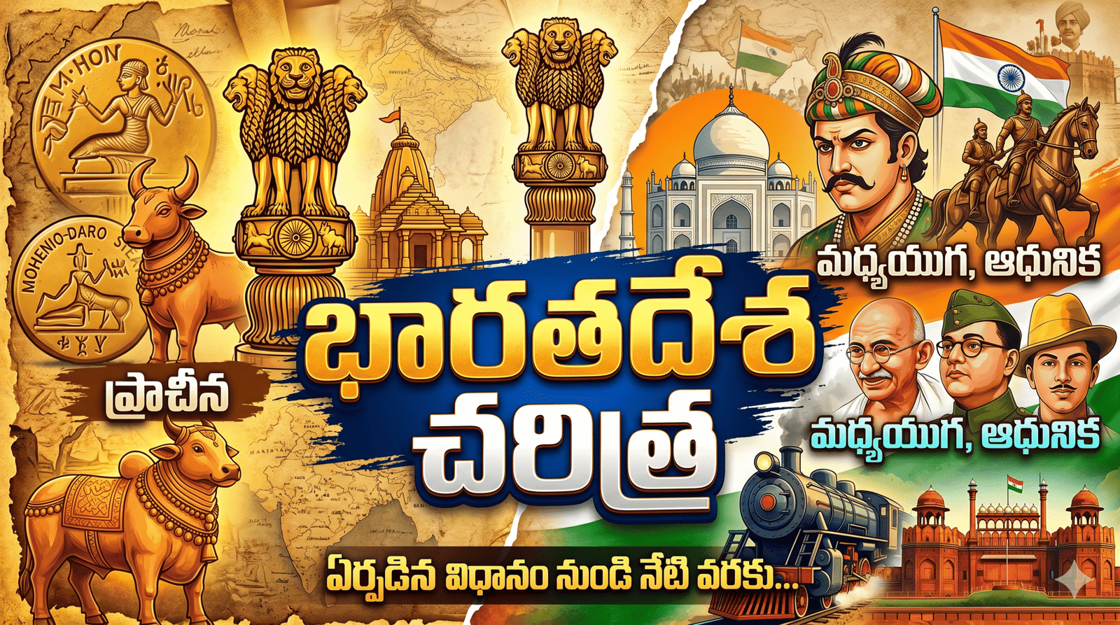 Indian History Timeline Illustration